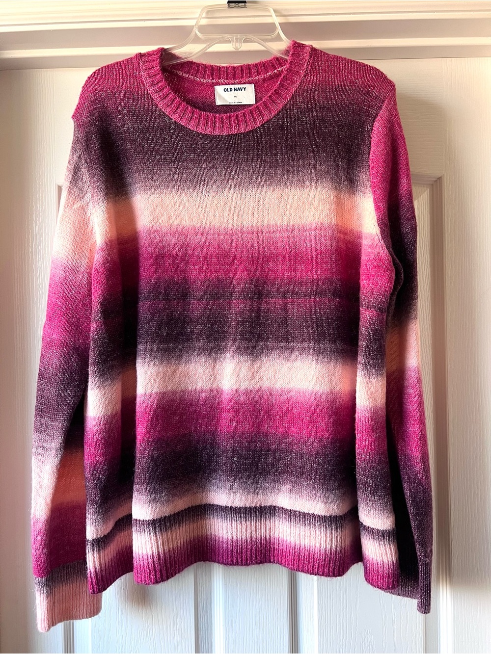 Old Navy Women's Pink Ombre Stripe Crewneck Sweater XXL
